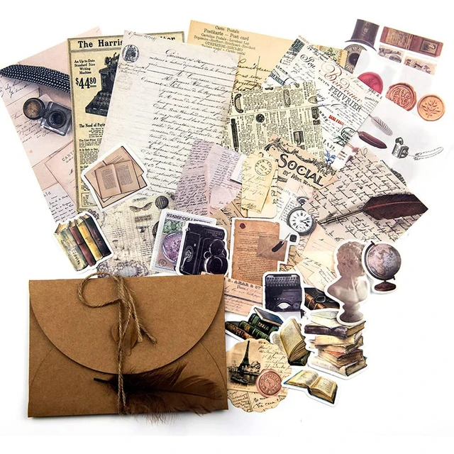 230 pièces, fournitures de Scrapbooking de journal Vintage, autocollants de  Scrapbooking et Kits d'autocollants esthétiques