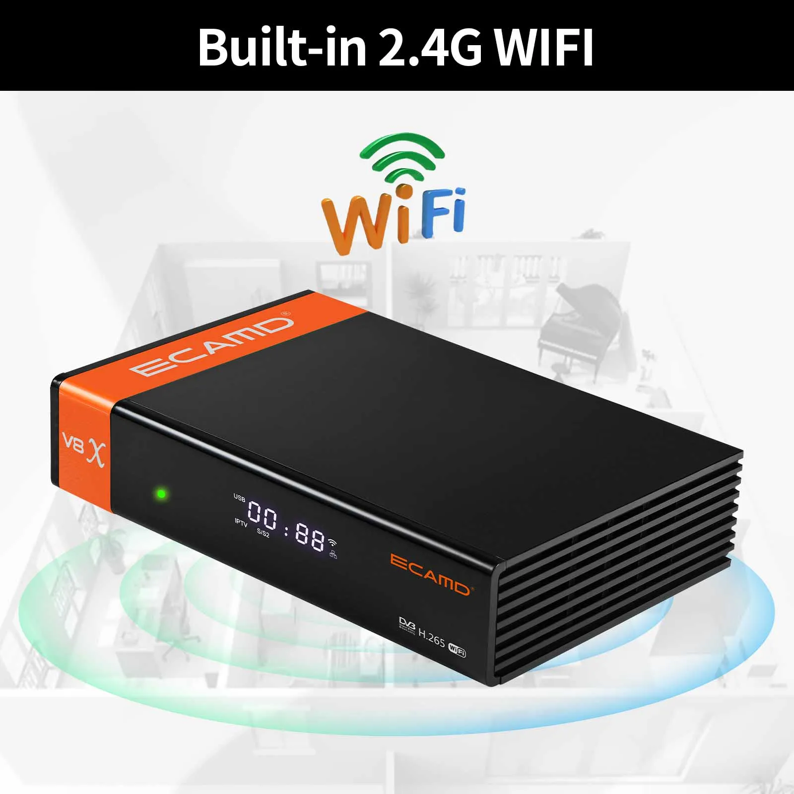 ECAMD V8X Satellite TV Receivers DVB S/S2/S2X 1080P HD Built-in 2.4G WIFI CA Card Slot 2.4G Wifi V8 Nova upgrade GT MEDIA V8X satellite tv receiver