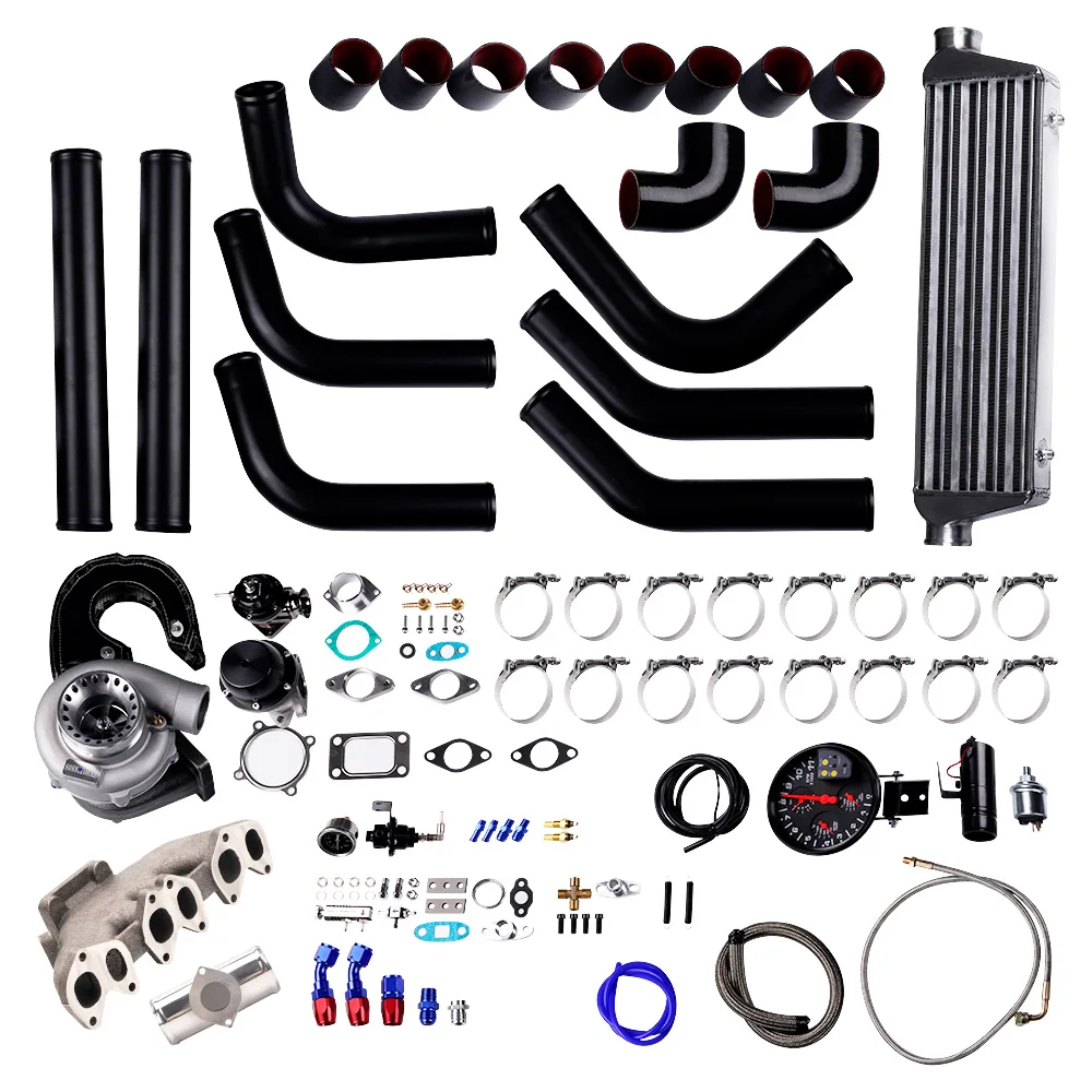 Gt3582 Turbo Kit Intercooler + Oil Line + Piping + Wastegate + Bov + 4 In1 Contagiri + T3/T4 Turbo Collettore Di Scarico Per Volkswagen