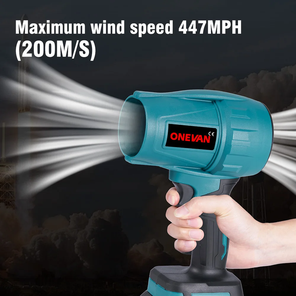 ONEVAN 200M/S 2000W Brushless Turbo Fan Blowers Electric Handheld Jet Fan Snow Leaf Dust Blowing Tool for Makita 18V Battery 2