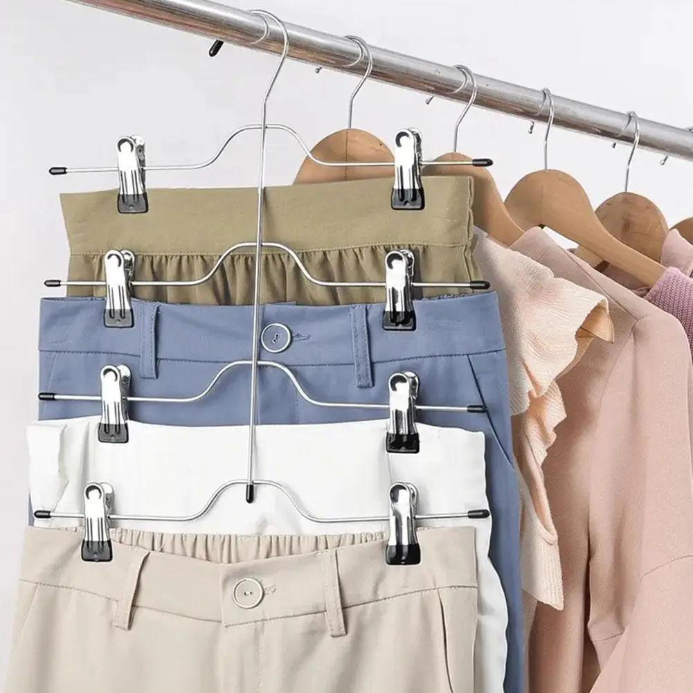 4Tier Skirt Pants Shorts Hangers With Adjustable Clips Space Saving No