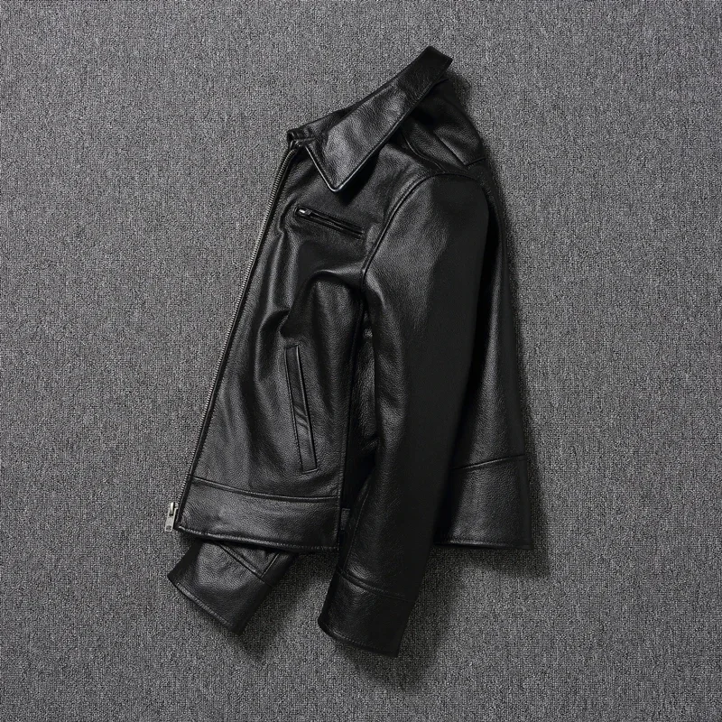 Description Picture 5 of itemNew Fashion Swallowtail Style Genuine Leather Jacket Men Slim Mens Jacket Boy Real Cowhide Coat Cow Clothing Spring Autumn