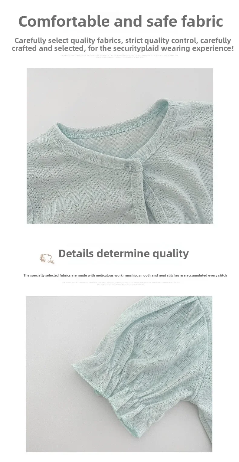 Description Picture 3 of itemBaby Short Sleeved Jacket Anti Roll Jacket Summer Thin Design Girl Bubble Sleeve Small Cardigan Mid Sleeved Air-conditioned Suit