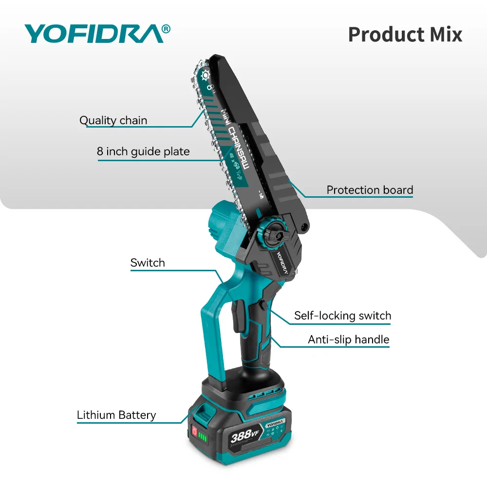 Electric Pruning Saw 8 inch Brushless Rechargeable Woodworking Saw Power Tool Fit For Makita 18V Battery Pin