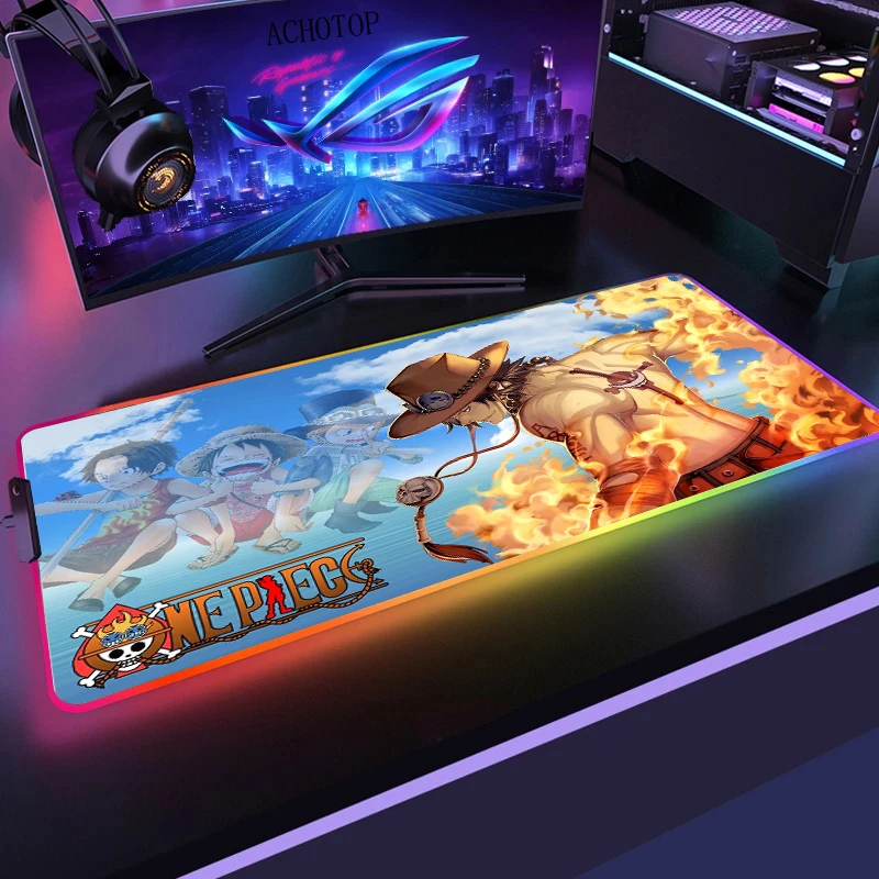 

Anime Large Mouse Pad RGB Desk Mat With Backlit Gaming Mouse Pad Gamer XXL Mause Pad LED Light Mousepad For PC Mice Keyboard Mat