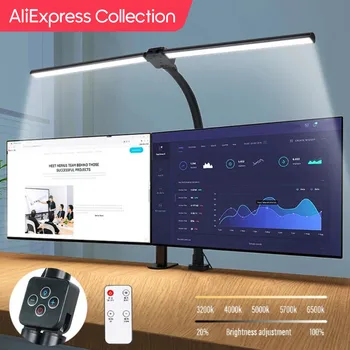 AliExpress 컬렉션 더블 헤드 LED 클립 리모컨 책상 램프, 건축가 테이블 램프, 홈 오피스 조명용, 5 가지 색상 모드