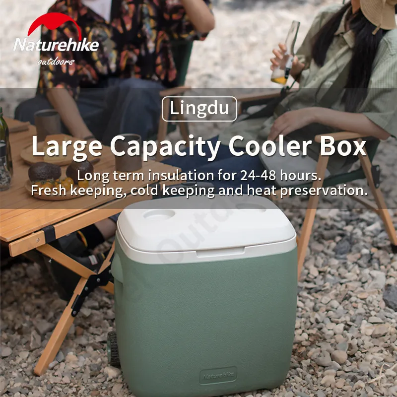 

Naturehike 28L/38L Big-Capacity Food Cold Storage Portable Pull Rod Roller Box Outdoor Picnic 24-48h Fresh Keeping Give Ice Bags