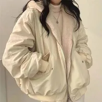 Lucyever-Parkas à capuche zippées pour femmes, Vêtements d'extérieur thermiques, Manteau chaud, Vêtements à deux côtés, At Optics, Smile, Femme, Automne, Hiver, Nouveau 6