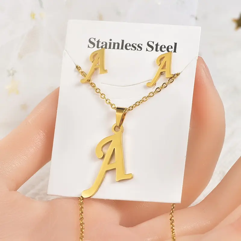 RUIZHEN Snowflake Winter Flower Jewelry Set - Stainless Steel Necklace & Stud Earrings (Gold) - View #12
