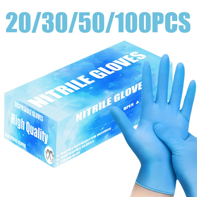 20/30/50/100PCS Blue Nitrile Gloves Disposable Household Cleaning Gloves Used for Pet Bathing Household Kitchen Bathroom Tools