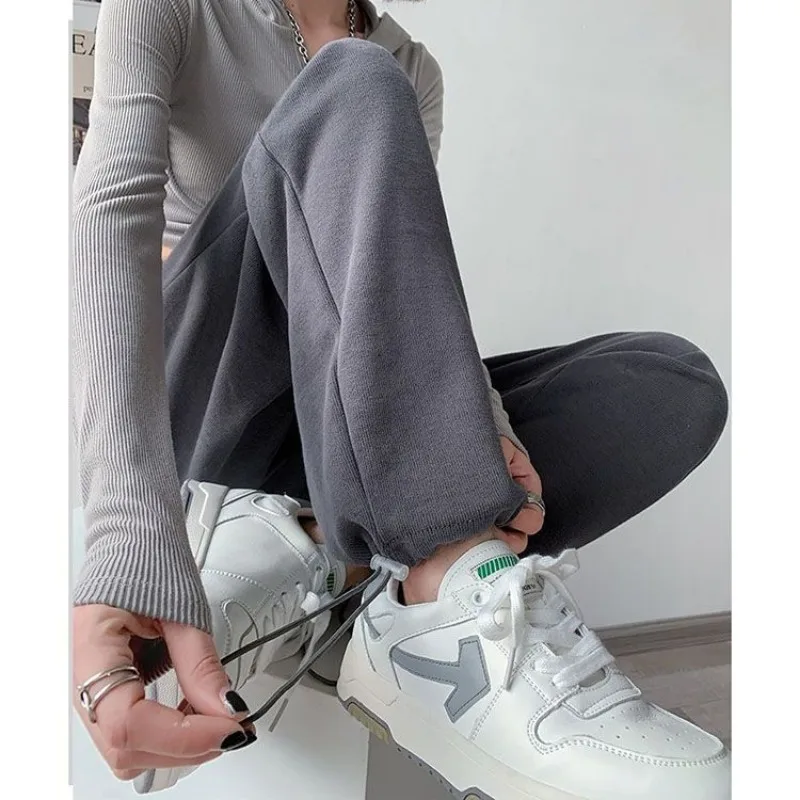Deeptown Sports Pants for Women Korean Straight Jogger Pants Casual Vintage Black Sweatpants High Waist Loose Harajuku Trousers