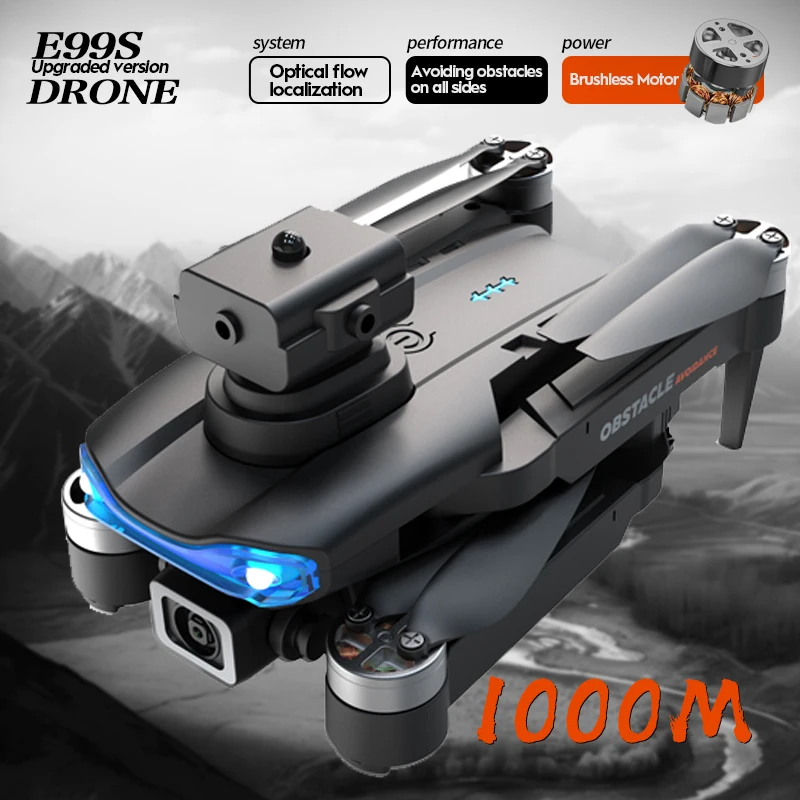 Drone E99S avec caméra HD, pliable, 4K, WiFi, télécommande, jouet pour enfants