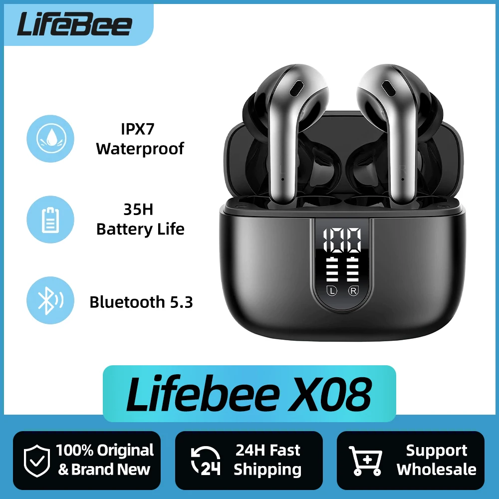 LIFEBEEX08WirelessBluetoothEarbudsWaterproofHeadphonewithLED