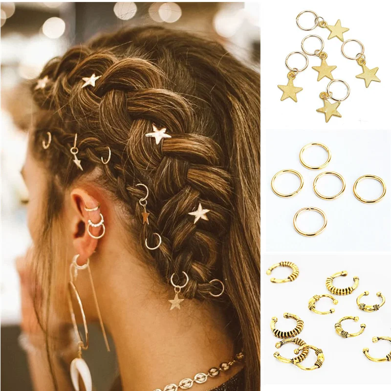 Fashion Bague Design Hair Braid redoutable Dreadlock Beads Clips Cuff Hair Jewelry 