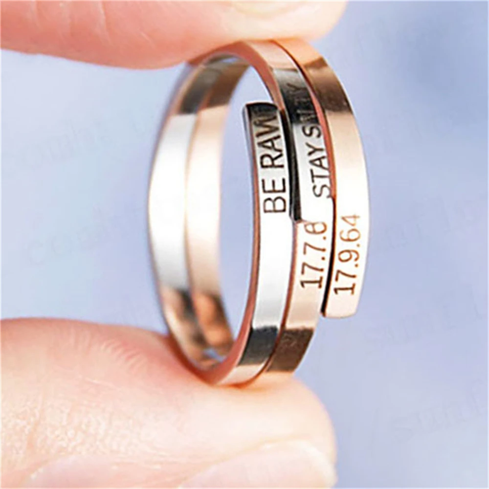 Custom Sculpture 1- 2 Names Ring Ladies Men Stainless Steel Trend Jewelry Couple Rings Anniversary Christmas Gifts Romantic 2023