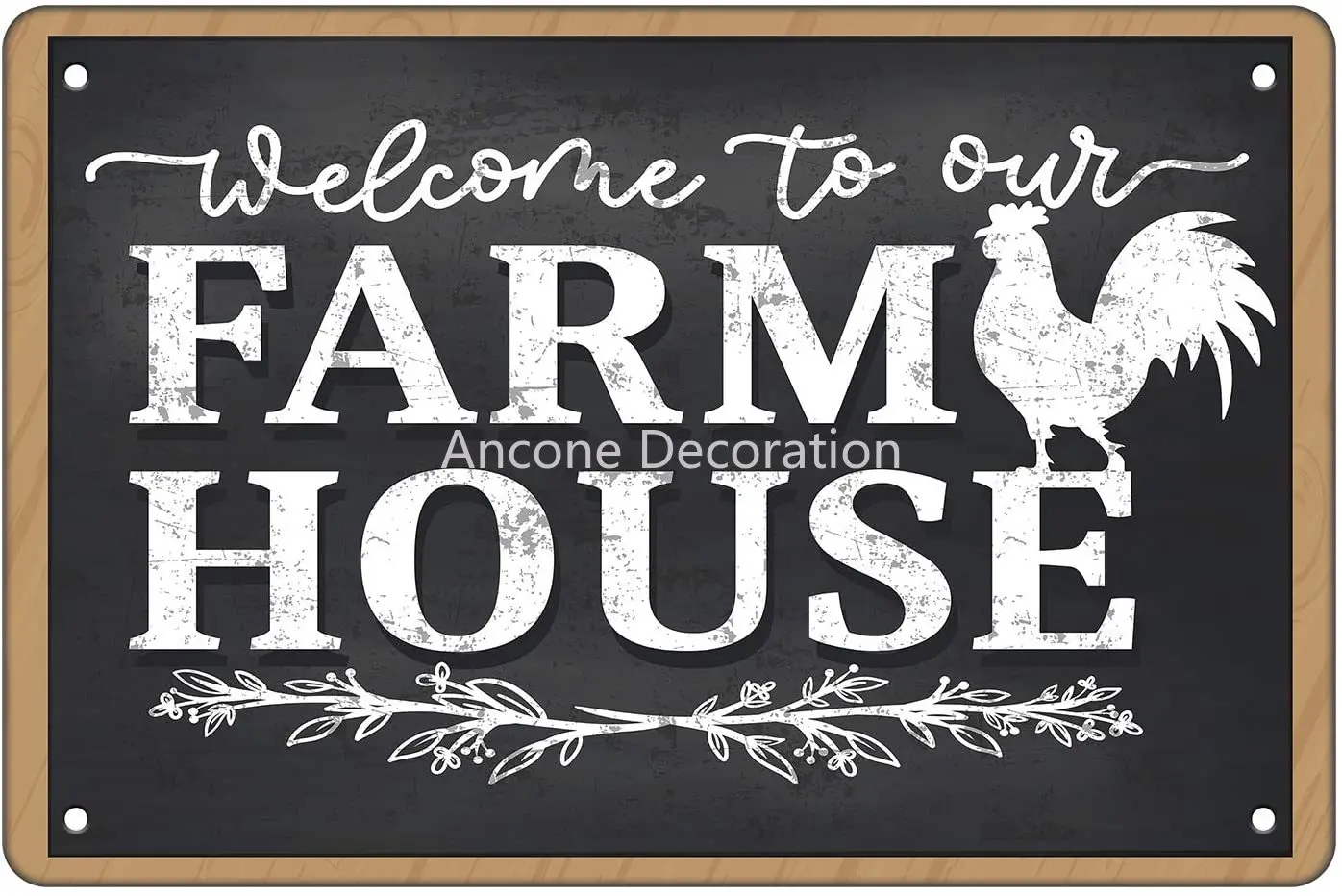 

Welcome to My Farmhouse Gate Wall Decor Sign,Black Vintage Tin Sign with A Chicken for Farmhouse Fence Gate Decorative Tin Sign