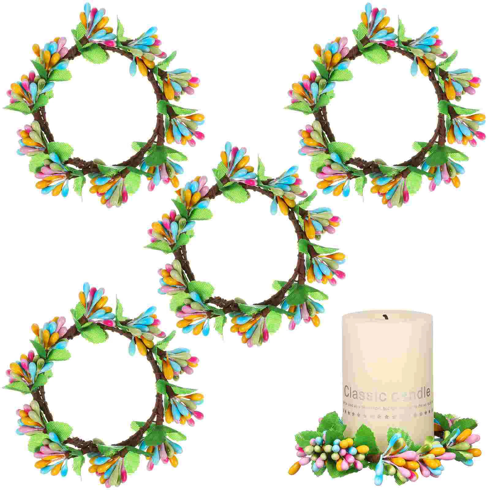 

Artificial Eucalyptus Leaves Candle Wreaths Flower Candle Rings Wedding Table Arrangement Christmas Party Decoration