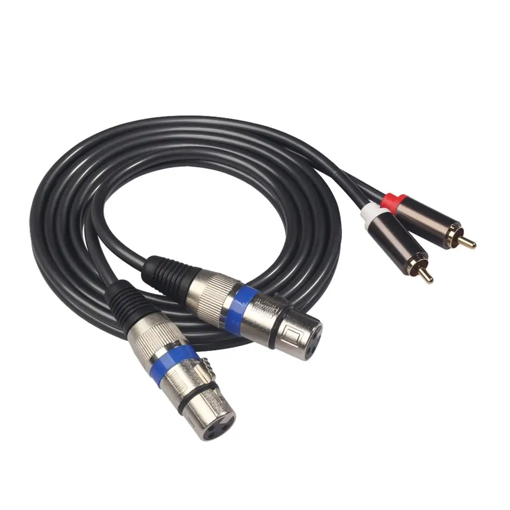 XLR Cable, Heavy Duty 2 XLR Female to 2 RCA Male Patch Cord Stereo Audio Connection Wire-5 ft / 1.5m