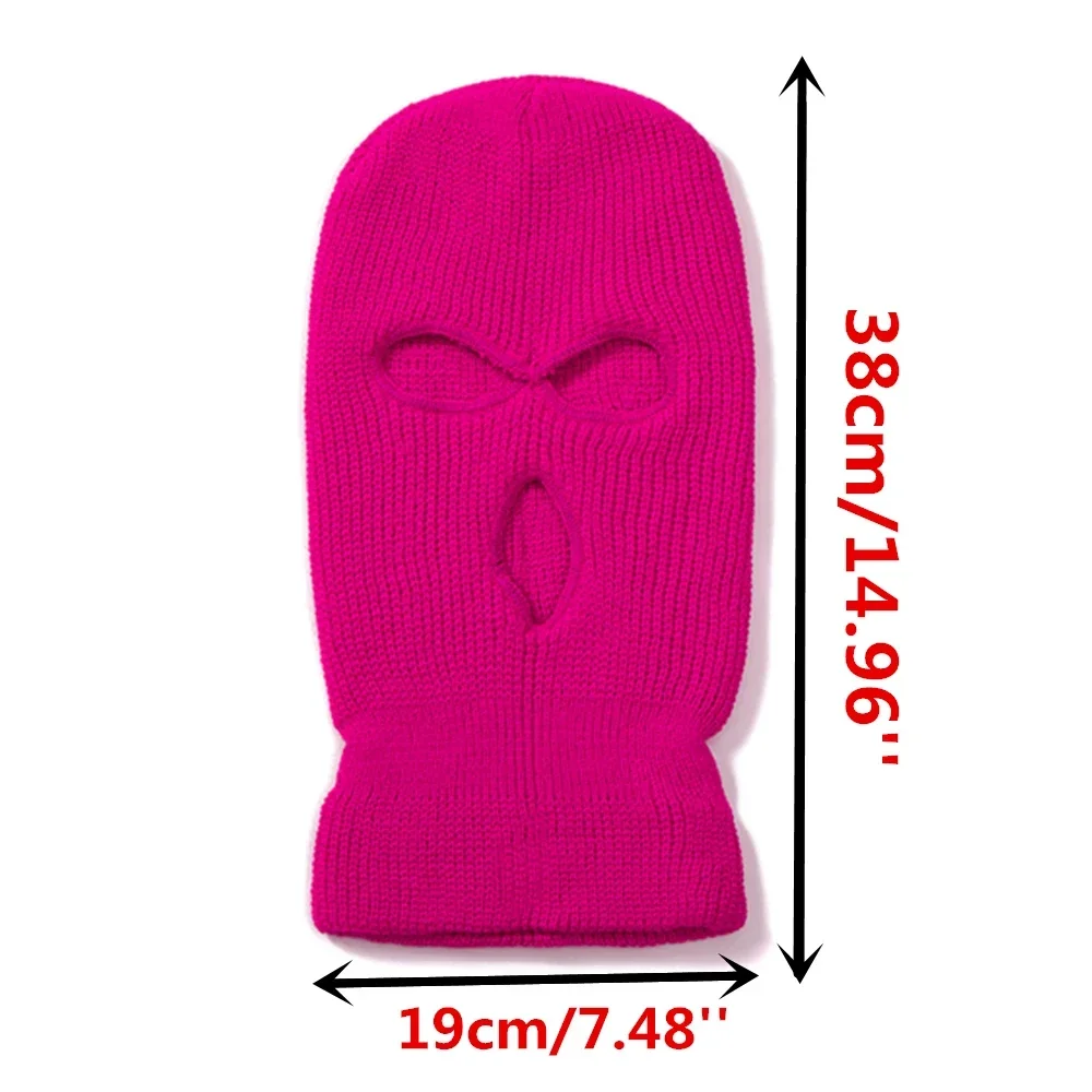 Unisex Balaclava Full Cover Style Ski Mask Hat 3 Holes Hat Tactical Windproof Ribbed Knit Beanie Cap
