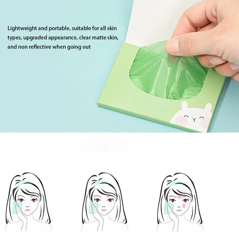 100pcs Oil Blotting Paper Facial Cleansing Oil Control Absorbing Tissues Straight For Handy Face Blotting Sheets Men Women Set 5
