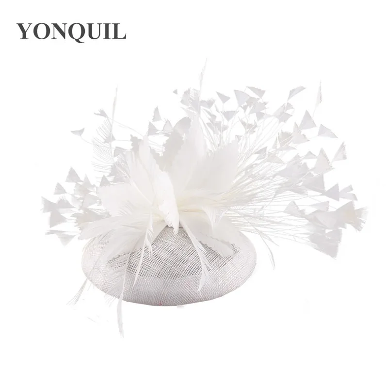 Feathers Hats Sinamay Fascinators Chapeau Women Hair Fedora Accessory Ladies Party Tea Race Headwear Clips