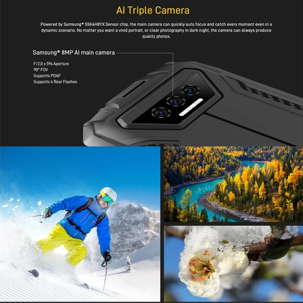 DOOGEE S41T 4G Rugged Smartphones 5.5Inch HD Screen 13MP Triple Camera Octa Core 4GB+64GB Android 12 Mobile Phone 6300mAh NFC