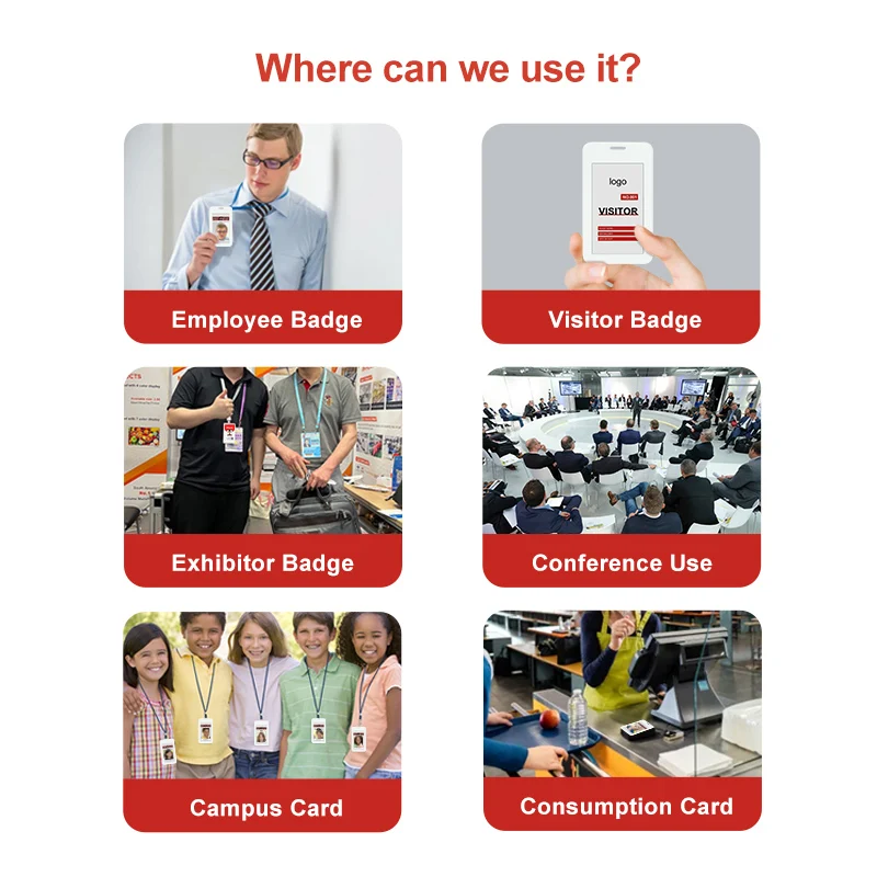 Eink Epaper Badge Exhibition Participation Pass Visitor Reception Powerless Digital NFC Display Tag Price Label Wireless ESL