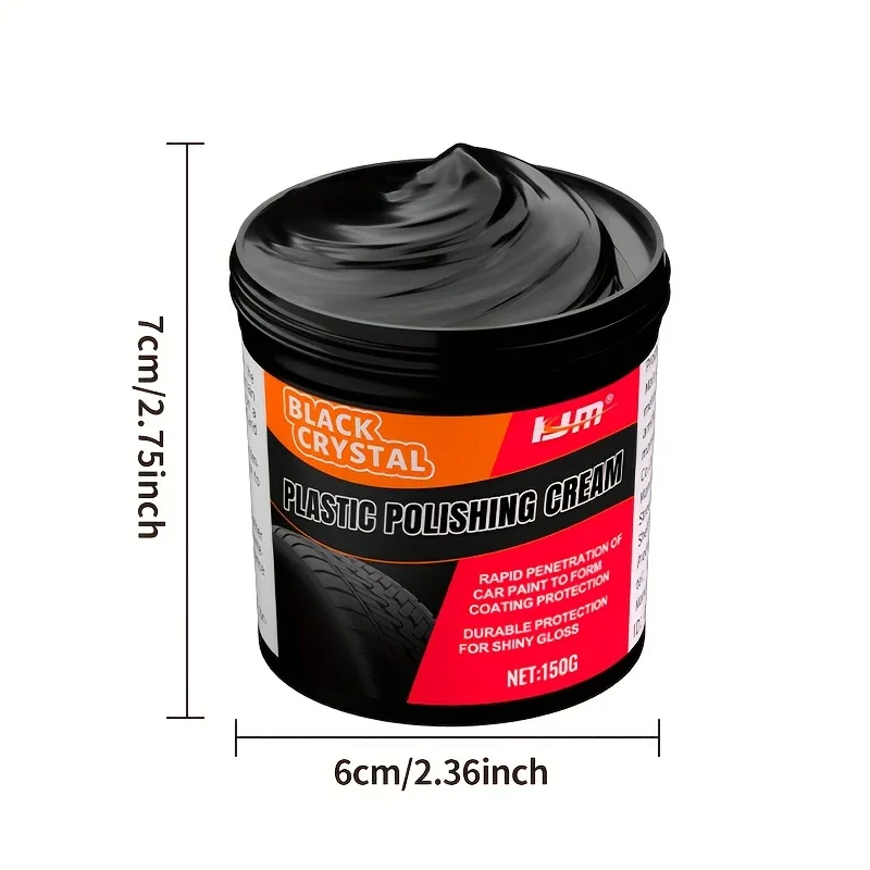 150g Plastic & Rubber Repair Paste - Black Crystal Polish for Car Scratches, Tire Shine & Interior Renewal, Anti-Aging & Fade Re
