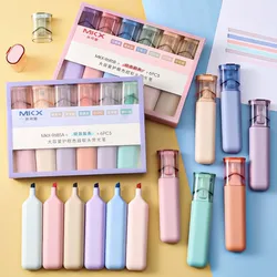 Lot de stylos surligneurs de couleur claire pour Protection des yeux, lot de 6 pièces, stylos colorés à pointe souple pour étudiant, marque de dessin de grande capacité, fournitures scolaires 