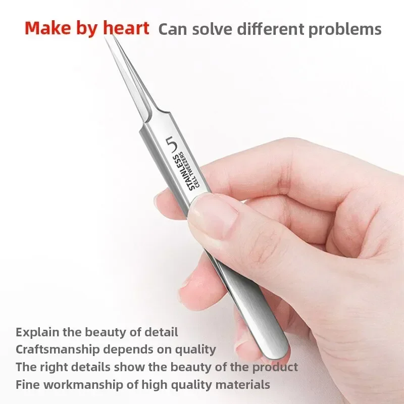 3Pcs Ultra Fine No 5 Cell Pimples Black Head Clip Tweezers Beauty Salon Special Scraping Closing Artifact Acne Needle Tool Stain