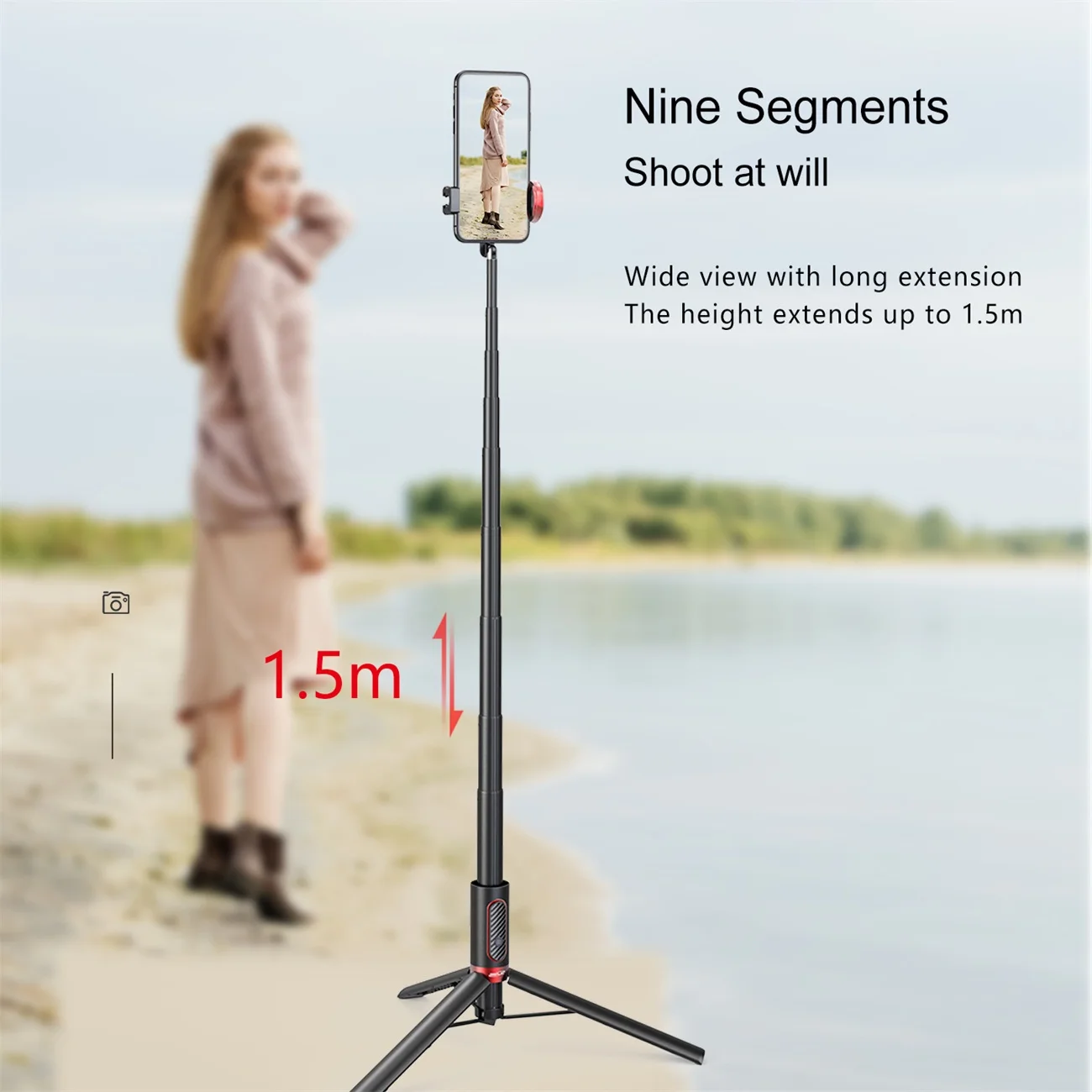 Tripé sem Fio Selfie Stick com Controle Remoto Suporte para Telefone Extensível Mini Telefone Suporte para Ios e Android Novo 81cm 150cm - Image 2