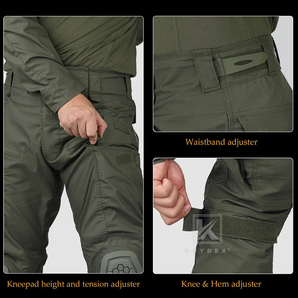 KRYDEX Gen4 Combat Uniform Hunting Tactical Men's Shirt & Pants Suit Kit Camo Ranger Green Outdoor Camouflage Clothing