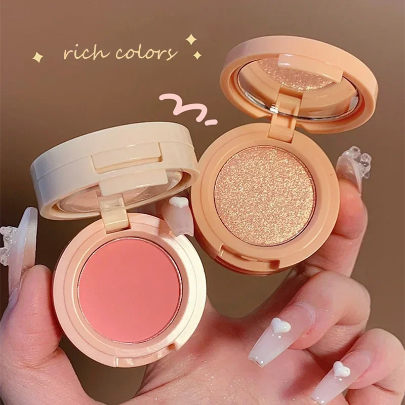 3 In 1 Matte Highlighter Blush Palette Pearly Shiny Eyeshadow Makeup Glitter Peach Rouge Bronzer Contour Shadow Plate Cosmetics powder blusher blush powder blush plate facial blusher
