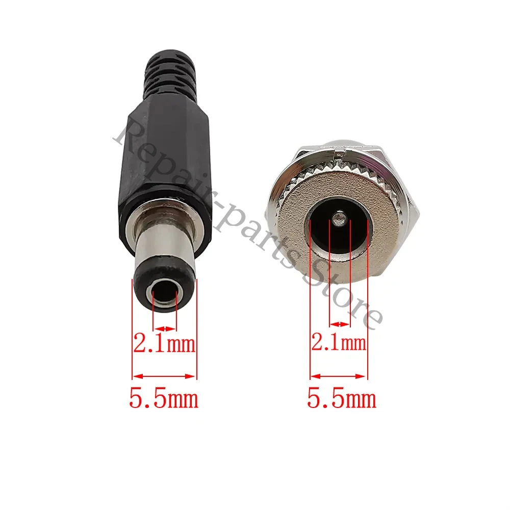 10 Stück Gleichstrom 2,1 1, 5 2,5x5,5mm Steck verbinder Gleichstromst ecker Stecker Buchse Buchse Mutter Schalttafel einbau Gleichstrom adapterst ecker – Detail 22
