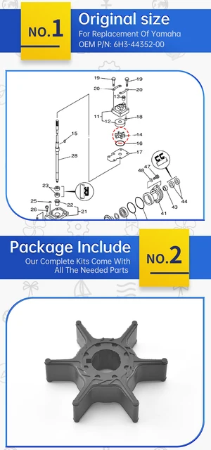 Aftermarket Yamaha 63V-44352-01 Seawater Impeller Sierra 18-3040 - Boaters  World