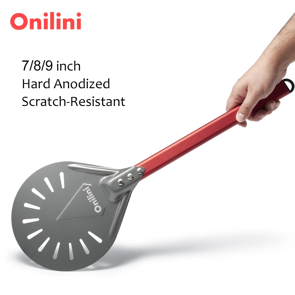 Onilini 14/13/12 inch Pizza Peel Set Perforated Pizzas Shovel Retangular Pizza Paddle Aluminum Alloy Turning Peel