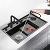 ASRAS Large Size Nanometer Cup Rinser Stepped Kitchen Sink 304 Stainless Steel 4mm Thickness Handmade Sinks With Knife Holder 3