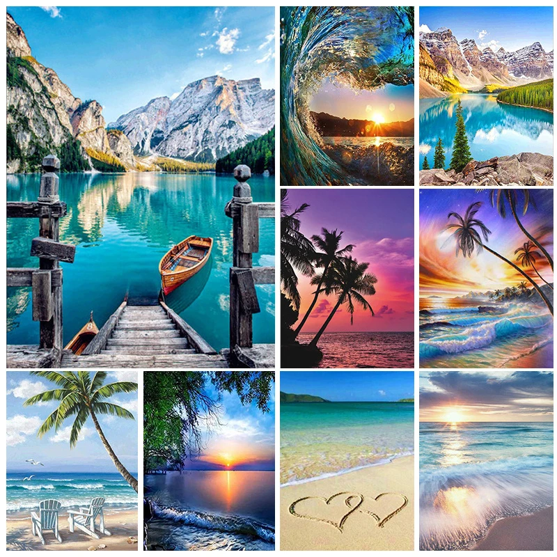 Paese5D Pittura Diamante Neve Montagna Lago Costa Diamante Pieno Mosaico Pittura Kit Strass Ricamo Decorazioni Per La Casa Fai Da Te