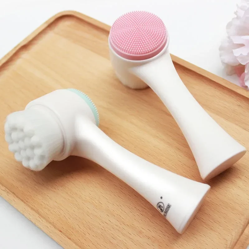 3D Face Cleaning Massage Brushes Silica Gel Brush Double Sided Facial Cleanser Blackhead Removing Pore Cleaner Exfoliating facial cleansing brush,facial cleanser massager,acne and blackhead removal tools