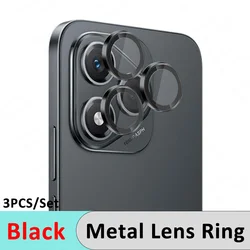 Enhanced Protection Case with 9H Tempered Glass Camera Screen Protector and Metal Lens Ring Cap for Honor600 Lite(2Ring) (Black 02)