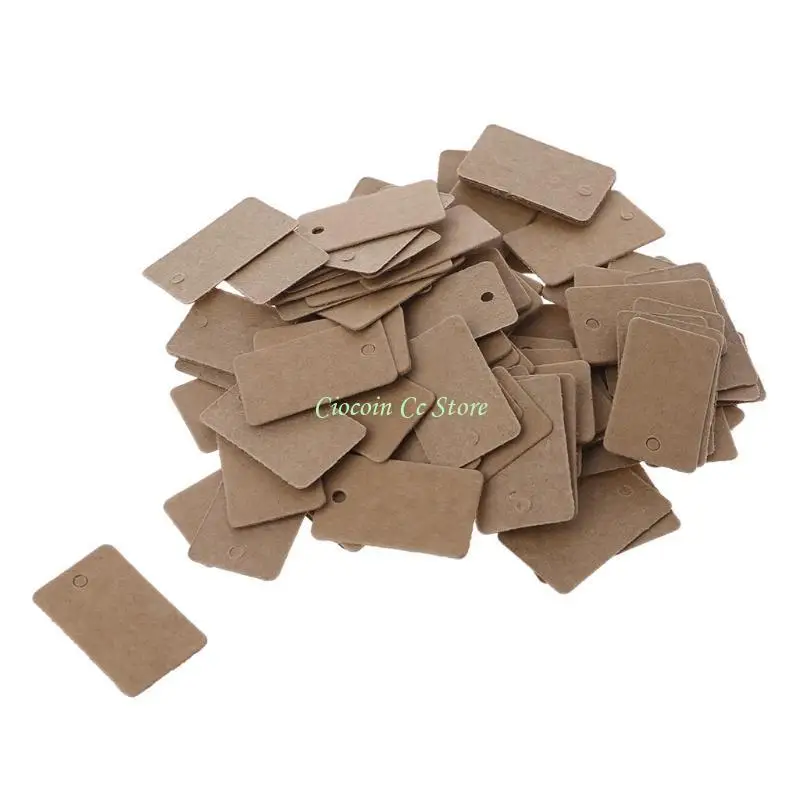 X90F 100pcs 크래프트 종이 선물 카드 끊기 태그 쥬얼리 라벨 태그 공예 장식 2x3.3cm