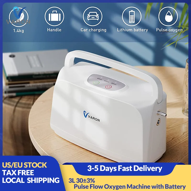 Varon 3 Liter Portable Oxygen Concentrator Household Small Battery Oxygen Bar O2 Inhaler Machine