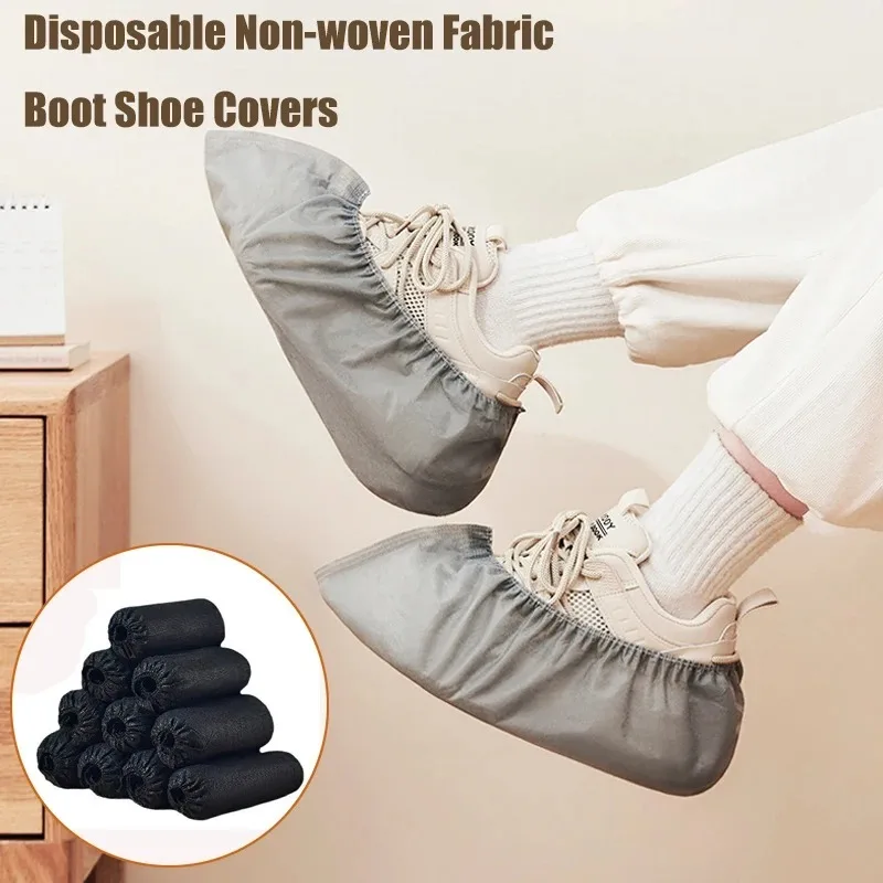 100 Count Disposable Boot Shoe Covers Non-Slip Stretchy Foot Booties Shoe Coverings for Workplace Indoor Carpet Floor Protection shoe covers disposable shoe covers