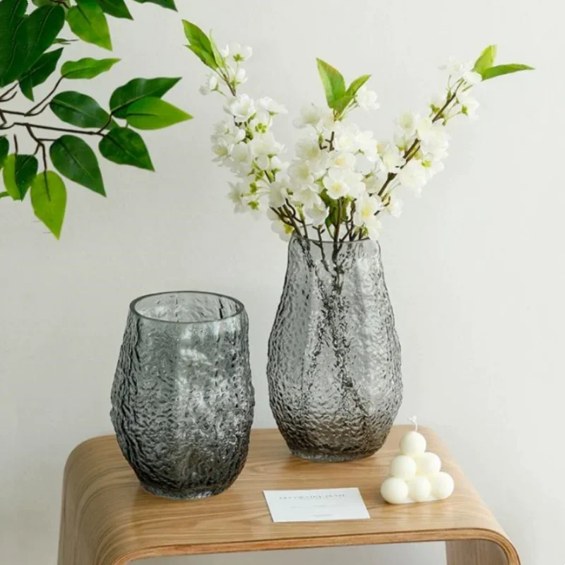 Glass Vase Pleated Roads Green Transparent Hydroponics Flower Vase Flower Arrangement Accessories Terrarium Home Decoration 5