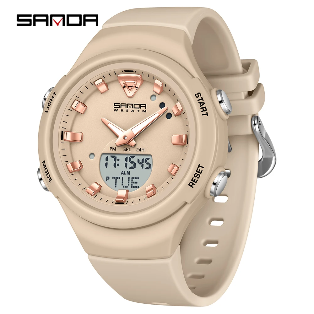 SANDA Men's Dual Display Luminous Sports Watch - Shockproof Fashion Electronic Quartz