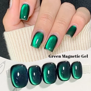 10ml Green Glitter Cat Magnetic Gel Nail Polish Nail Art Vernis Semi Permanent UV LED Long Last Gel Manicure DIY Nail Supplies 1