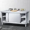 Multi-functional Storage Kitchen Cabinets Stainless Steel Kitchen Worktop Sliding Door Cupboard Kitchen Cabinet for Restaurant X 4