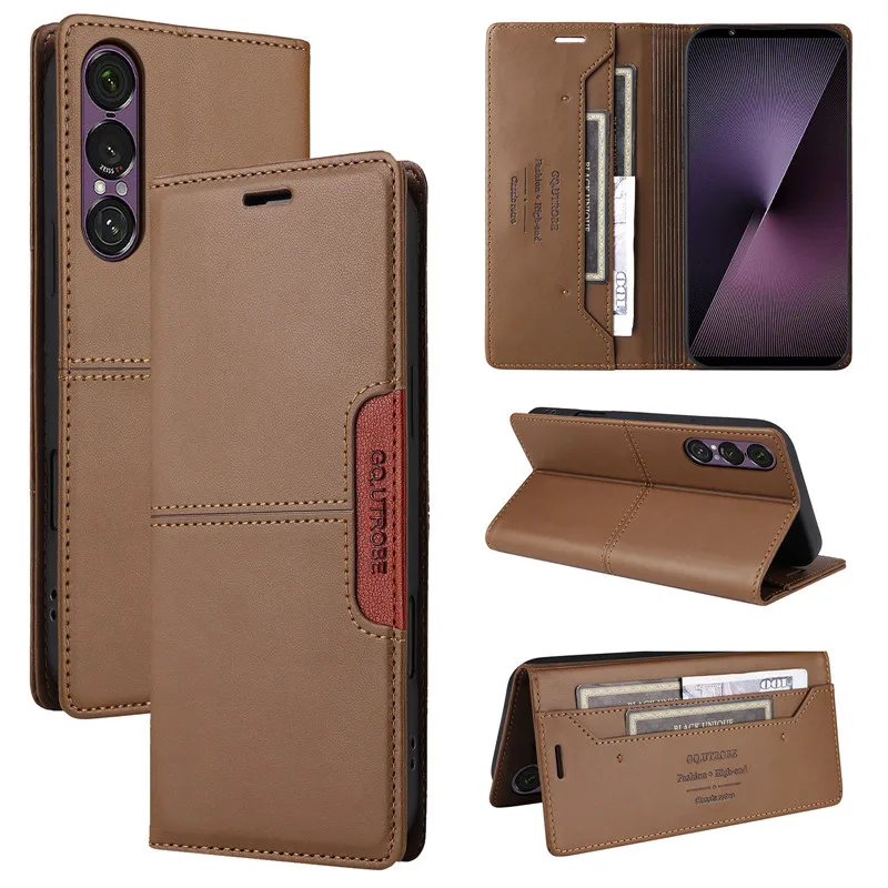 Elegant Magnetic Wallet Leather Phone Case with Anti-theft Card Holder and Flip Cover Design