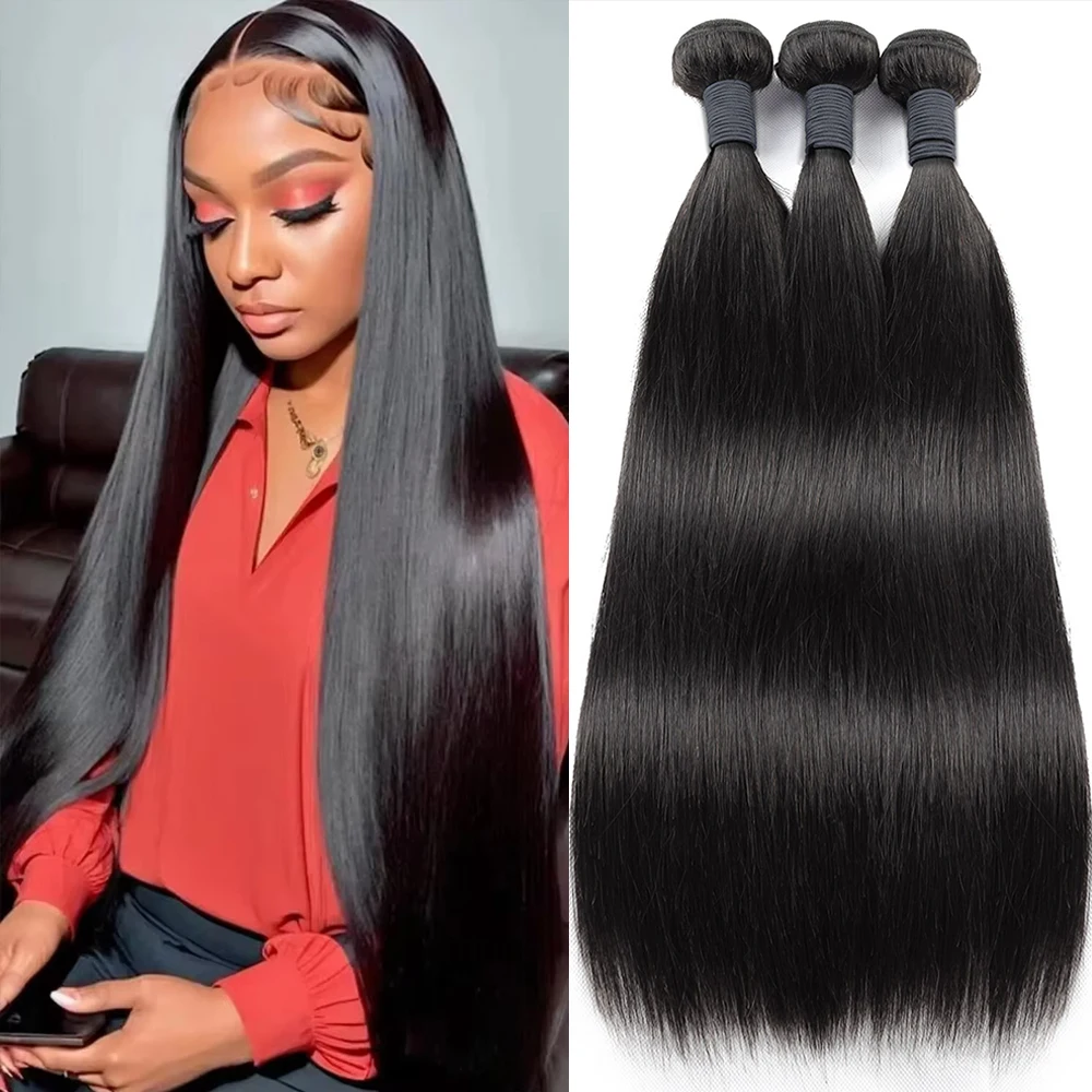 Straight Human Hair Bundles Remy Hair 100% Human Extensions Natural Black Brazilian Weave Bundles Hot Sale 40 Inch