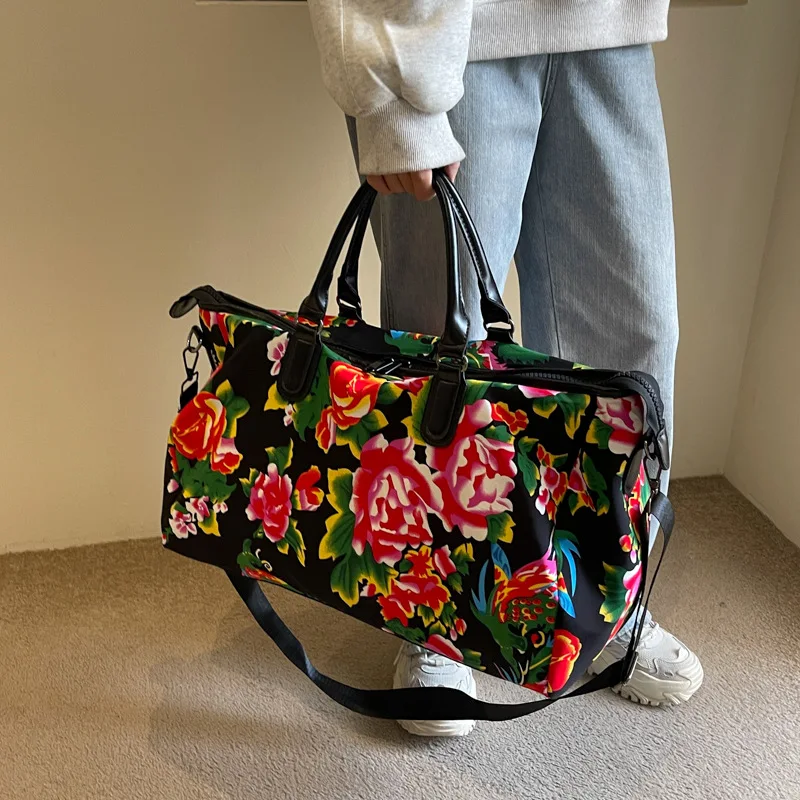 Travel Bag Northeast Big Flower Fashion Canvas Men Women Outdoor Casual Fitness Portable Hand Crossbody travel bag